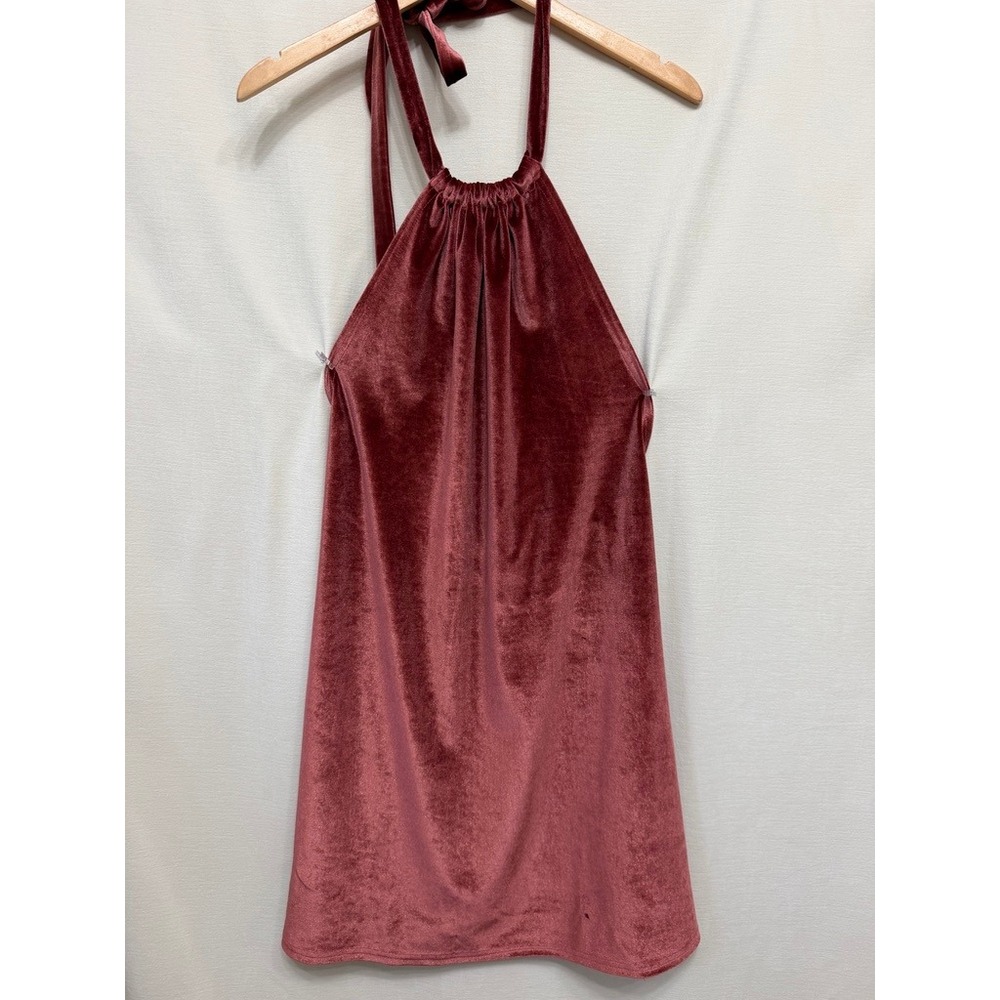Bishop + Young Rose Pink Velvet Halter Mini Dress Size XS K68DK026F